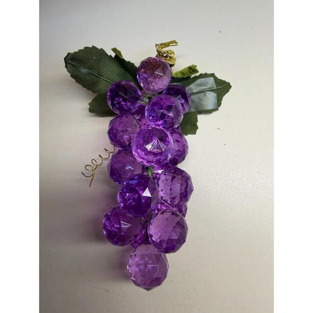 Vintage Acrylic Grape Cluster Ornaments Purple & Clear Lucite Hanging Decor Lot